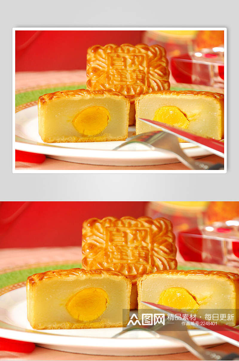 蛋黄莲蓉月饼食品摄影图片素材