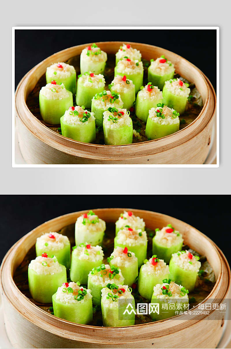 蒜茸瑶柱蒸胜瓜食物摄影图片素材