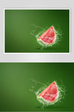 绿色冰镇西瓜水果食品摄影图片