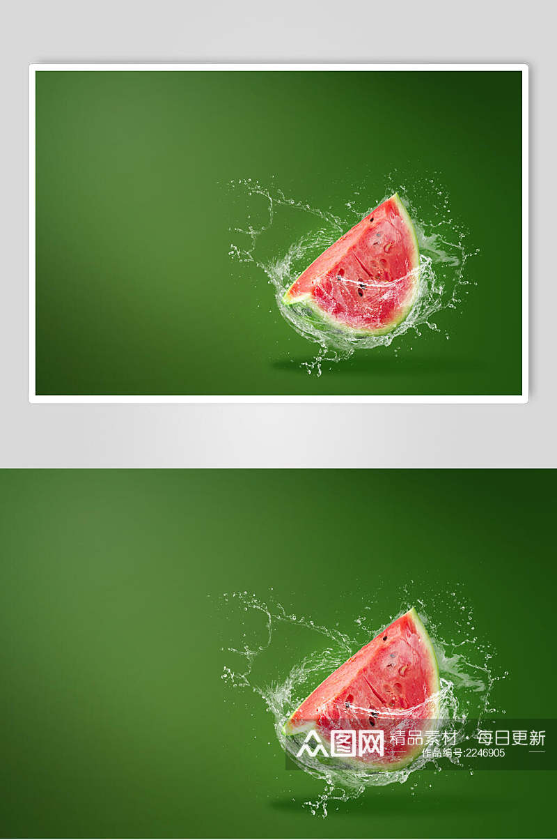 绿色冰镇西瓜水果食品摄影图片素材