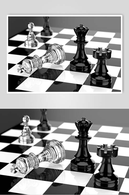 超清国际象棋棋局摄影图