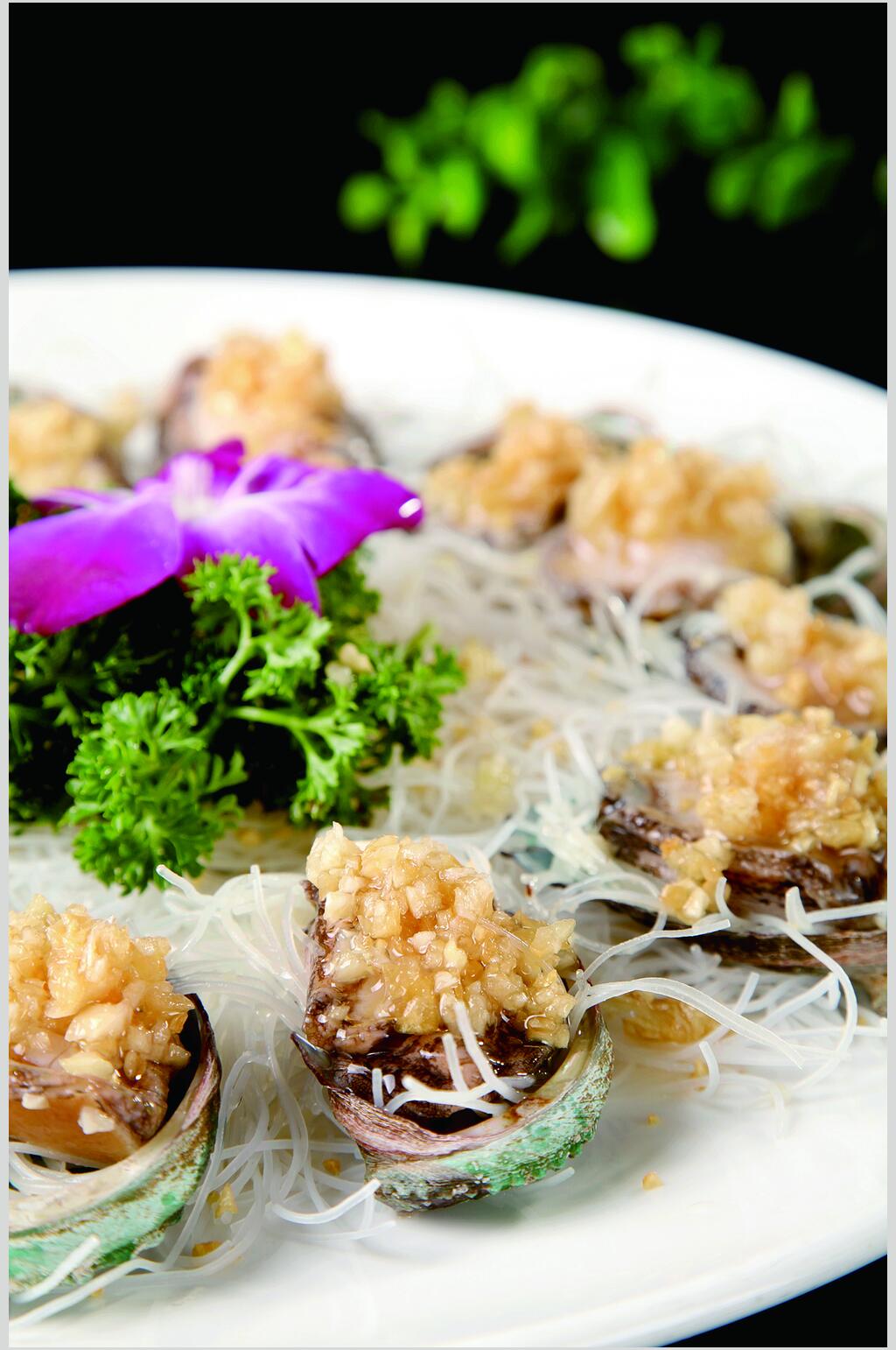 蒜茸粉丝蒸鲍仔食物摄影图片素材