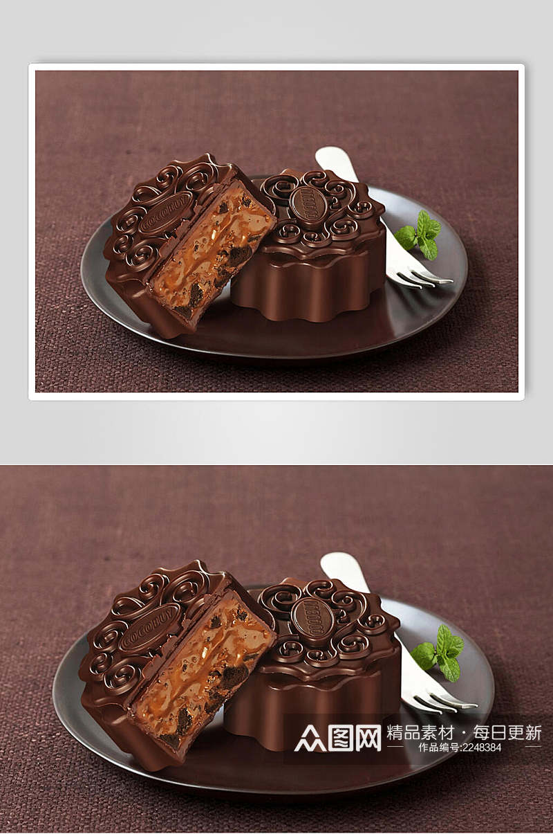 美食巧克力月饼食品摄影图片素材