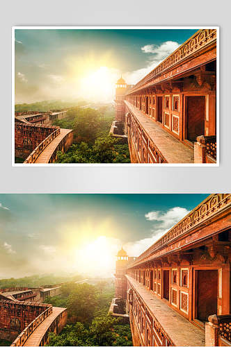 印度宗教寺庙蓝天古建筑摄影图
