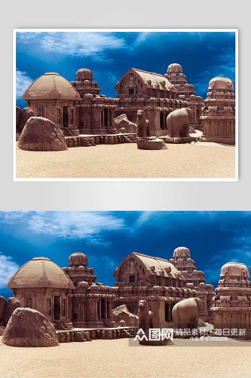 印度宗教寺庙古建筑自然风光摄影素材