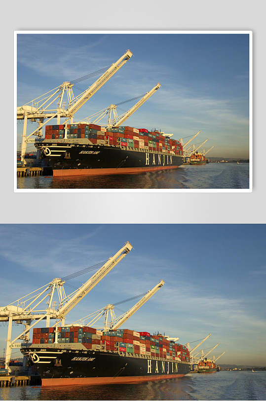 码头货轮船舶集装箱码头港口图片