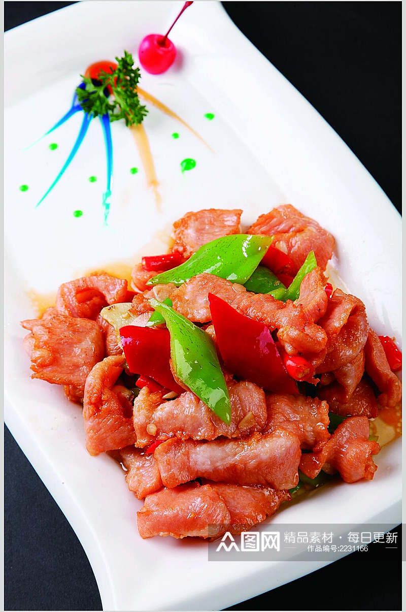 鲜椒猪劲肉食物高清图片素材