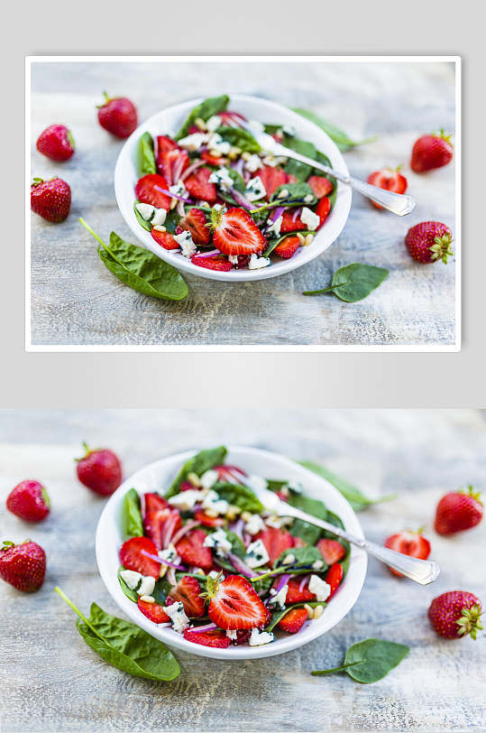 招牌草莓水果沙拉食物实拍图片