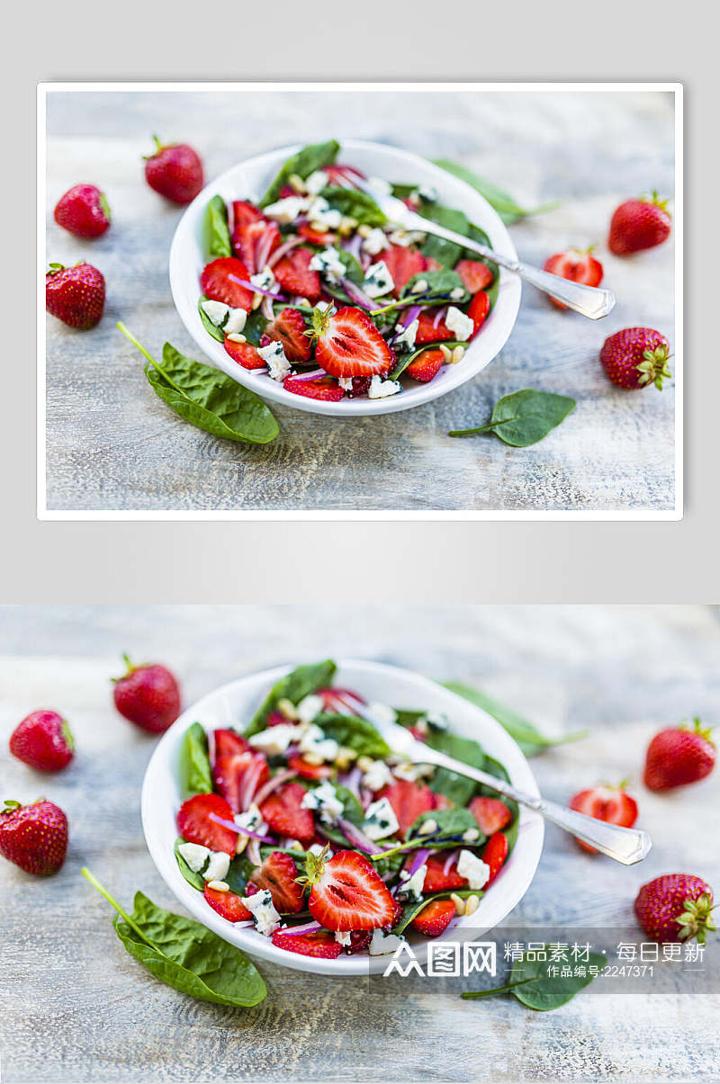 招牌草莓水果沙拉食物实拍图片素材
