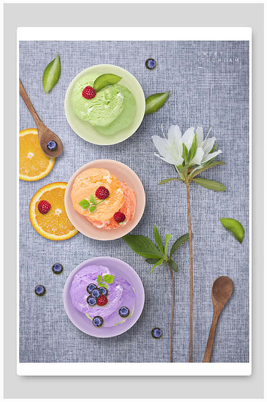 水果冰淇淋雪糕甜品美食海报背景素材