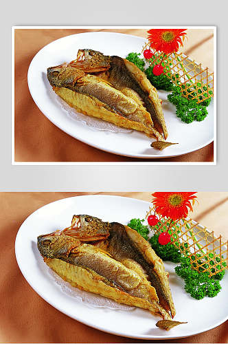 香煎咸黄花鱼食物高清图片