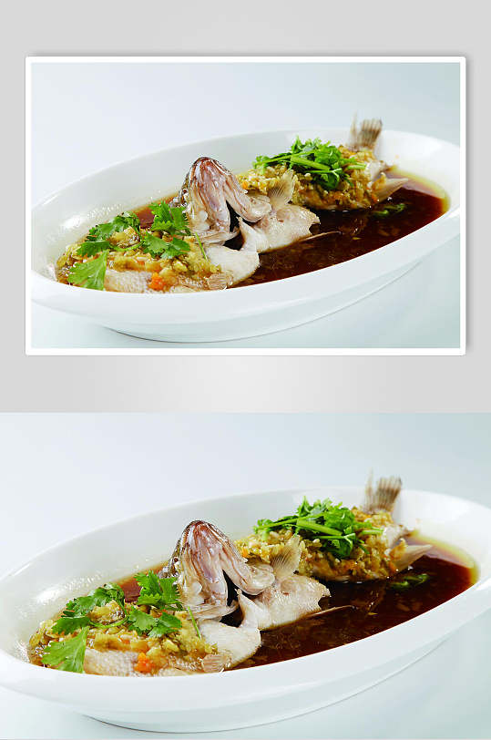 清蒸鲈鱼食物摄影图片