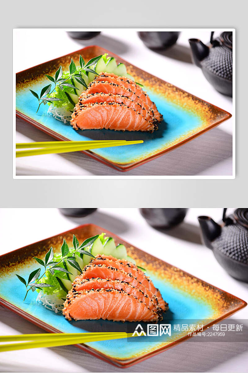 新鲜三文鱼寿司日韩料理食物图片素材