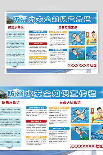 蓝白防溺水安全教育宣传展板