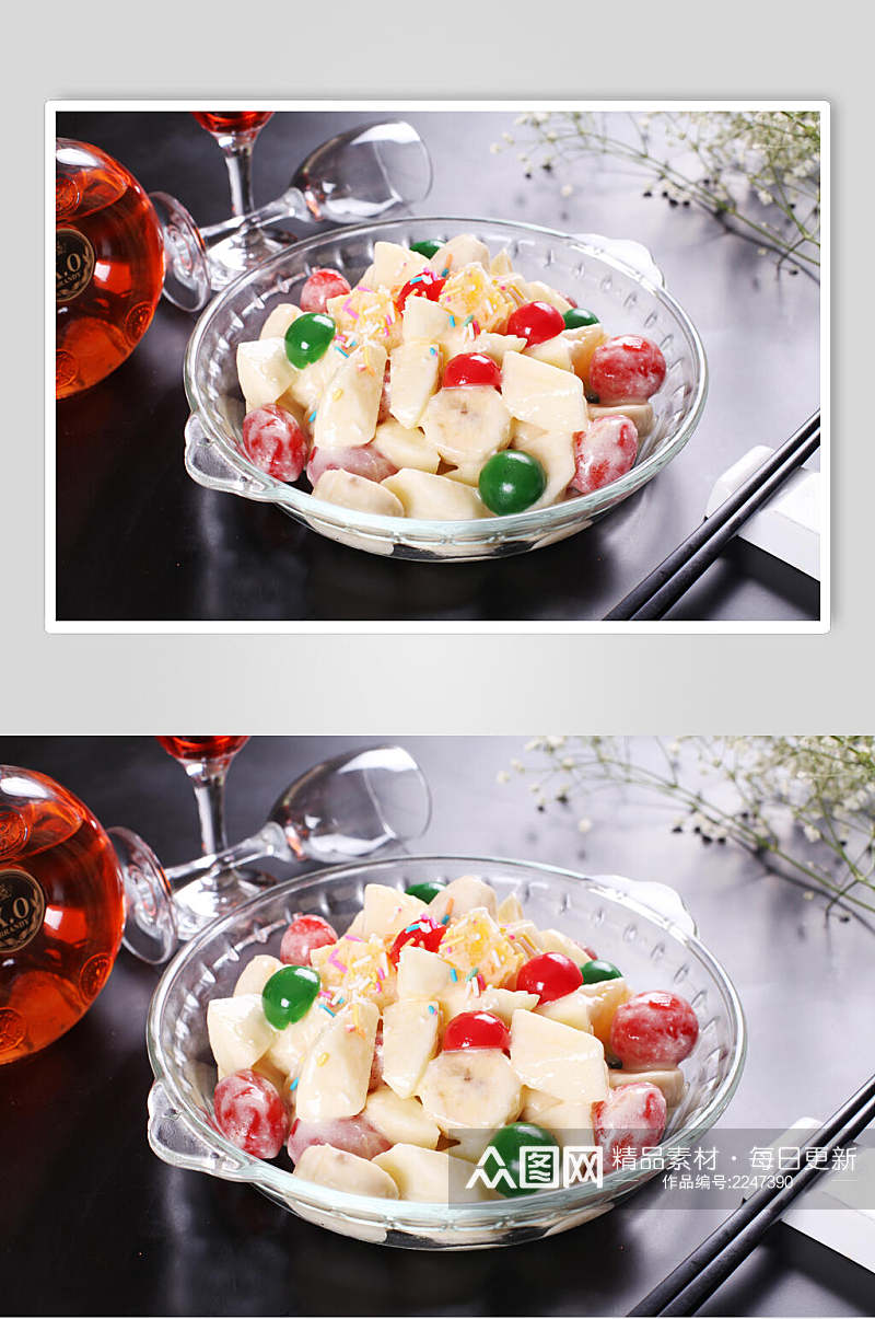 招牌精致水果沙拉食物实拍图片素材