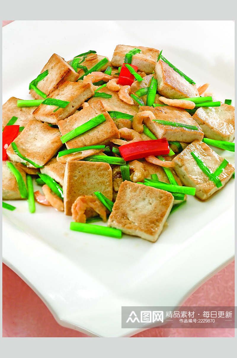 虾香炒老豆腐食物摄影图片素材