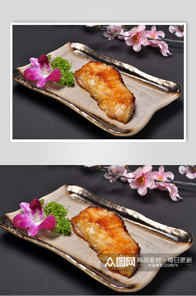 烤银鳕鱼食物摄影图片素材