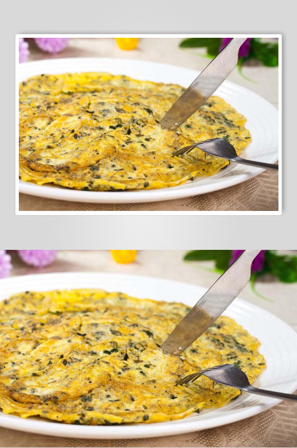 脱水野芹菜煎鸡蛋美食图片素材