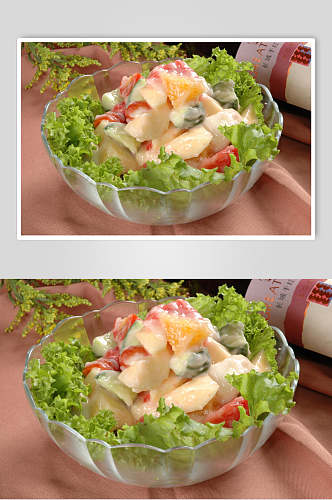 健康美味水果沙拉摄影图