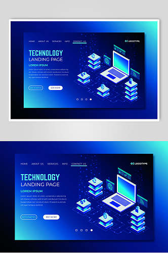 蓝色科技未来登录页矢量素材