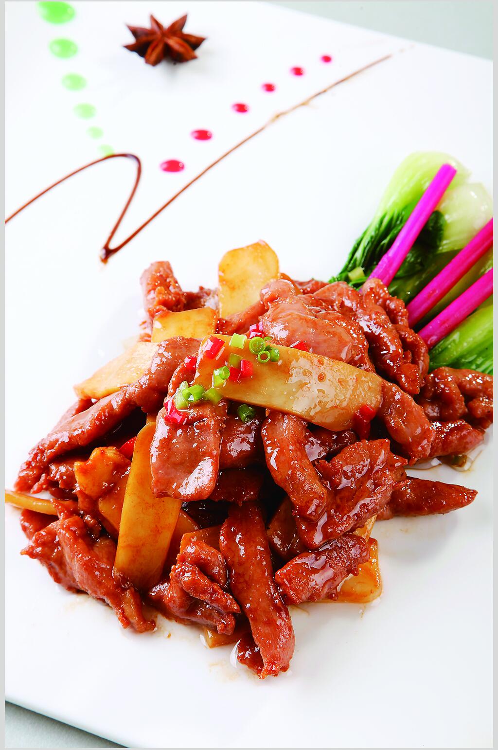 仔姜芽爆鹿柳美食摄影图片素材