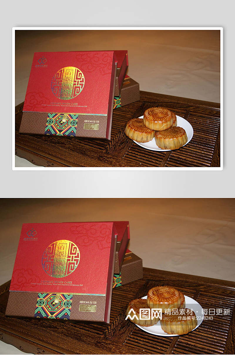 中式礼盒月饼食品高清图片素材