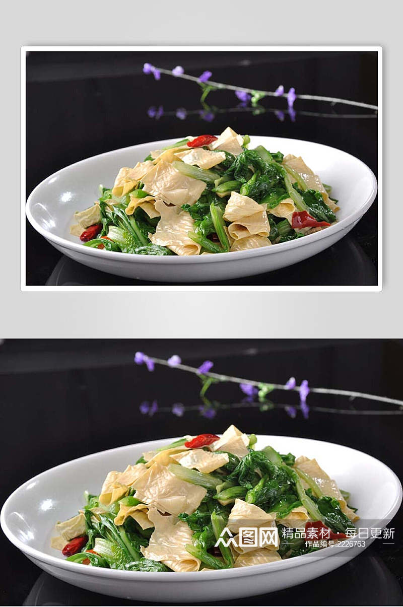 小白菜炒豆皮食品图片素材