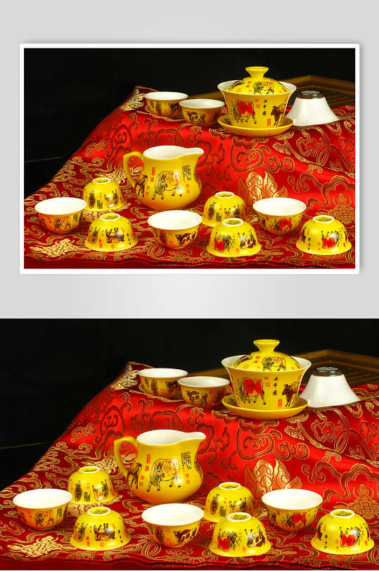黄色高档茶具高清图片