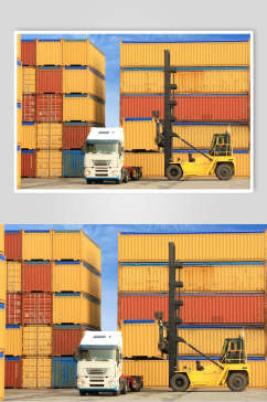 货车集装箱货轮船舶集装箱码头港口图片