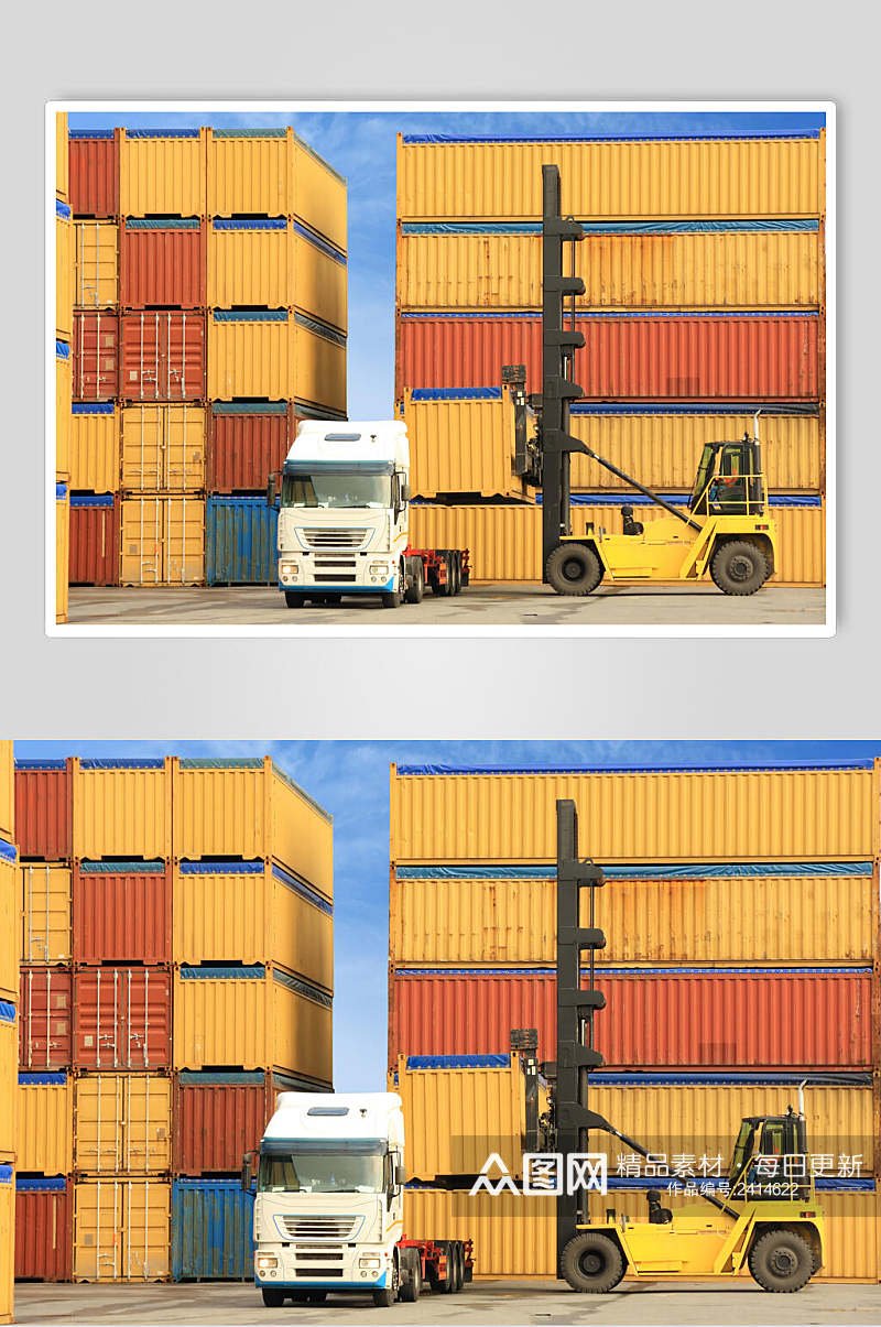 货车集装箱货轮船舶集装箱码头港口图片素材