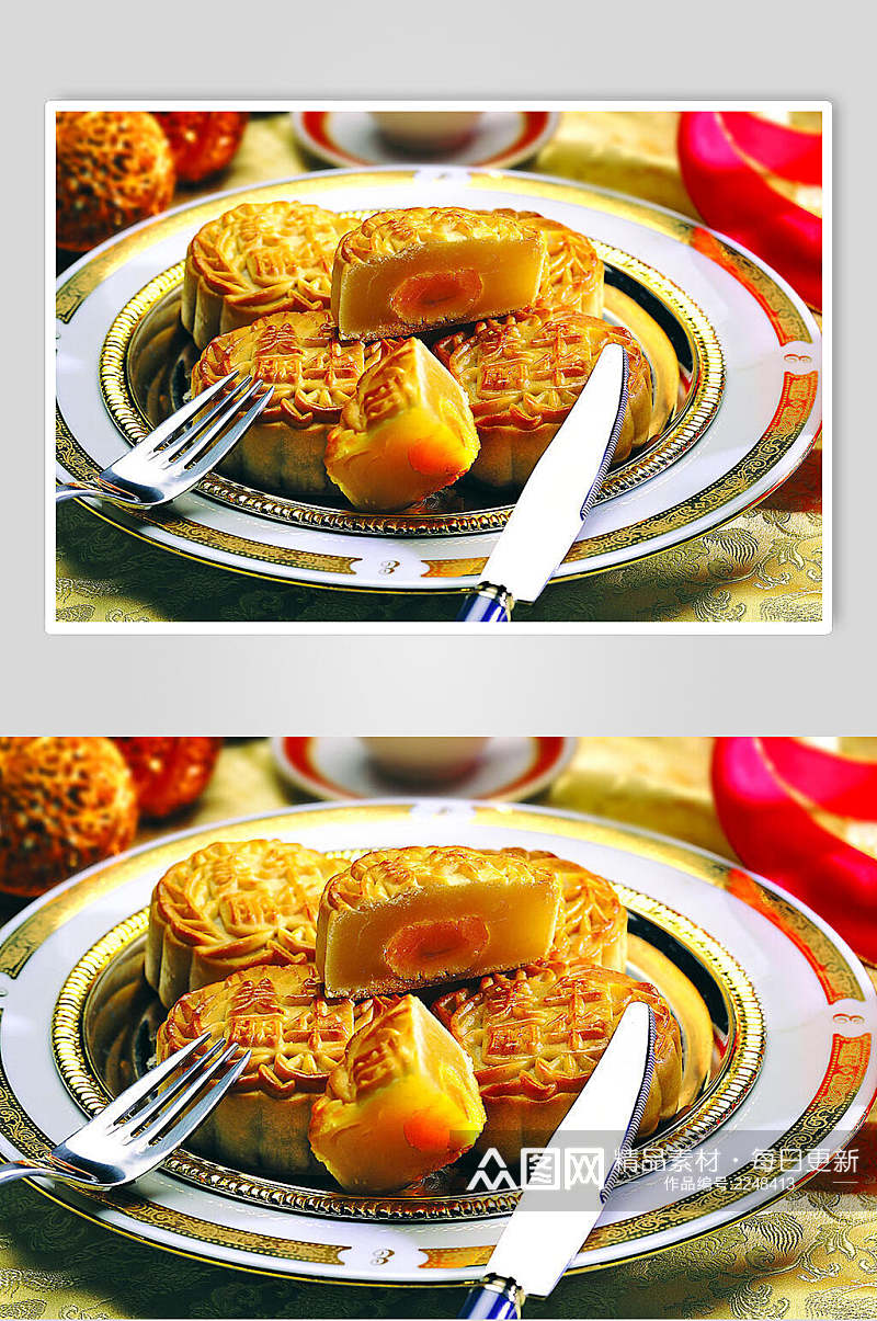 中式高端月饼食品摄影图片素材