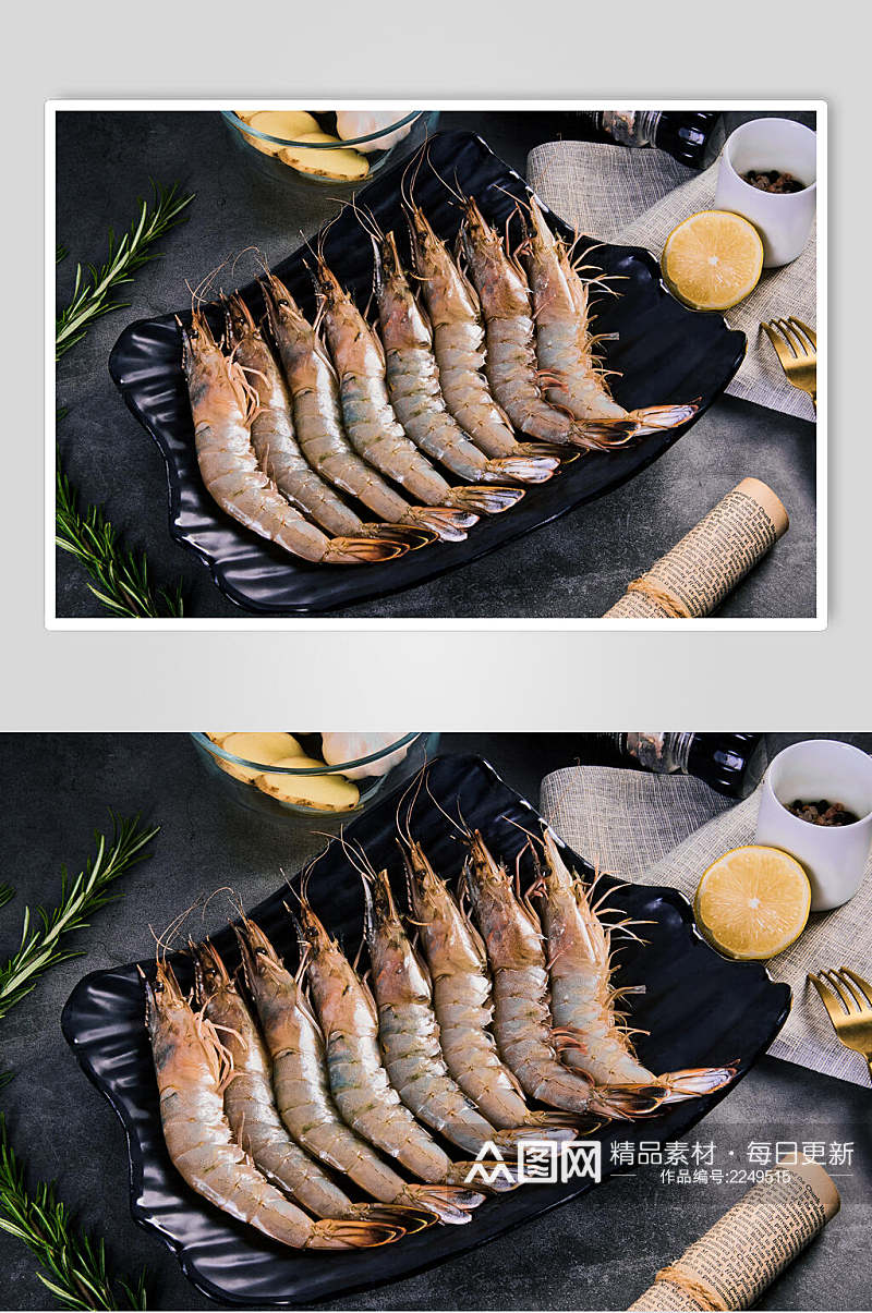新鲜大虾海鲜摄影图素材