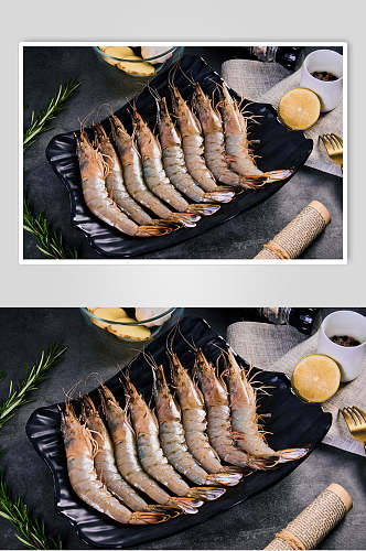 新鲜大虾海鲜摄影图