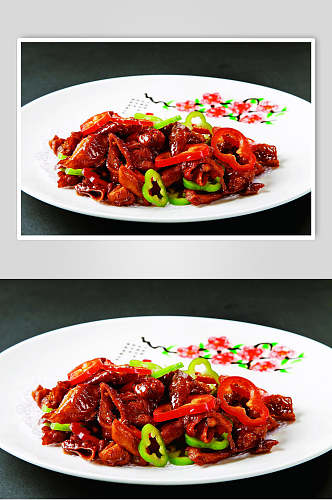 青红椒炒脆肠餐饮高清图片