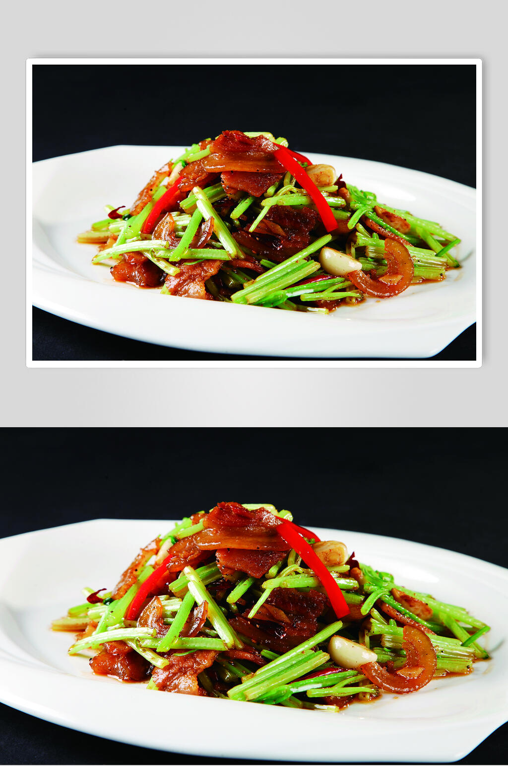 土芹菜炒腊肉高清图片素材