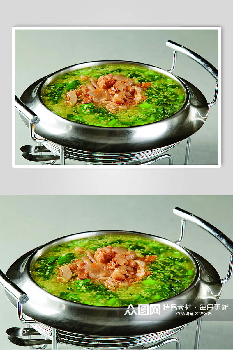 小米青菜汆咸肉高清图片素材