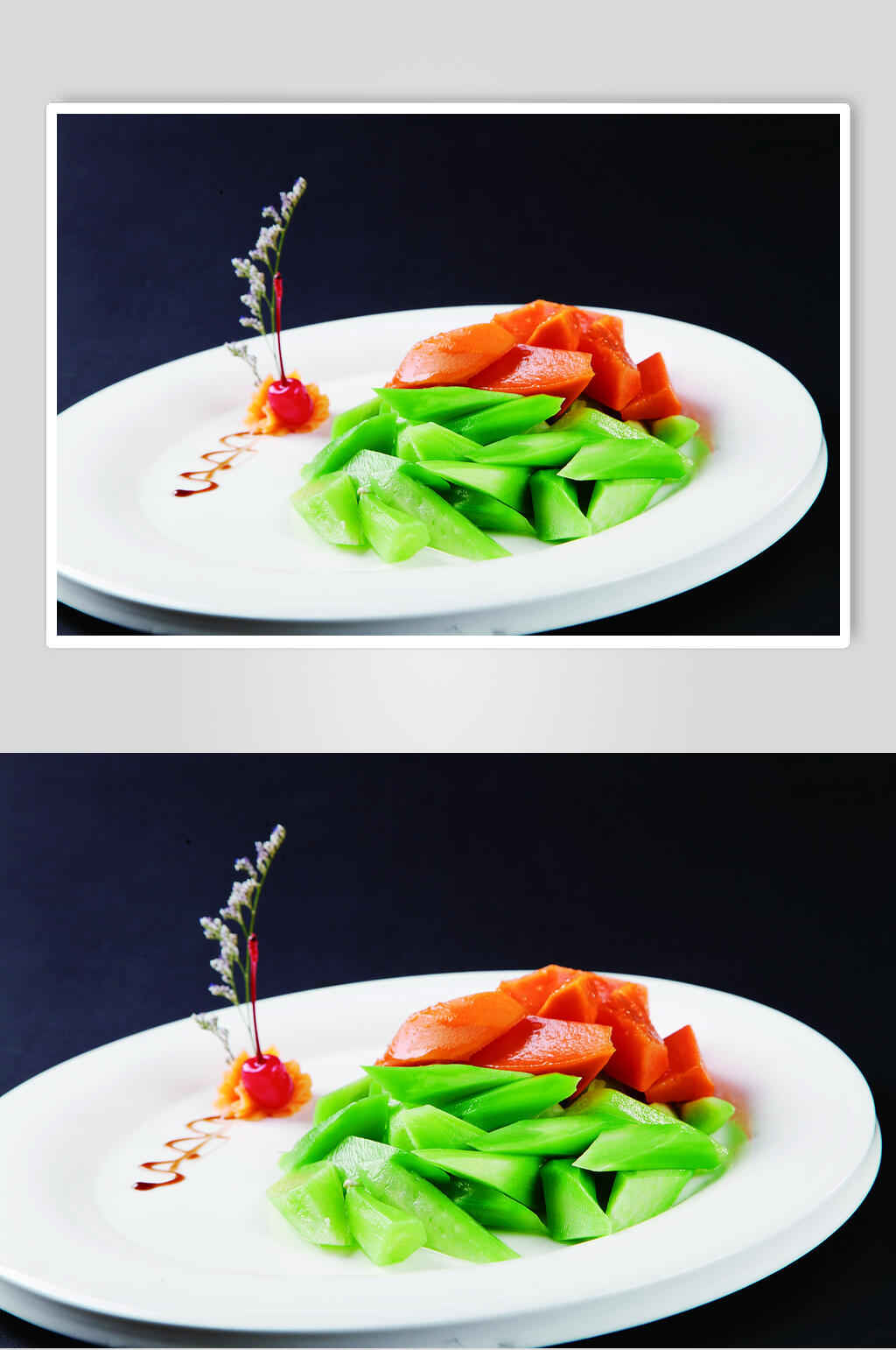 芥兰炒木瓜食物摄影图片素材