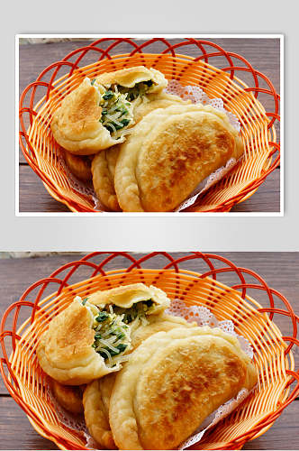 小吃韭菜盒子食品摄影图片