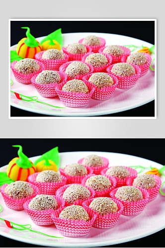 香麻紫薯球餐饮图片