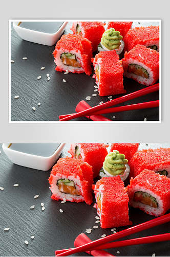 红色鱼籽寿司食品高清图片