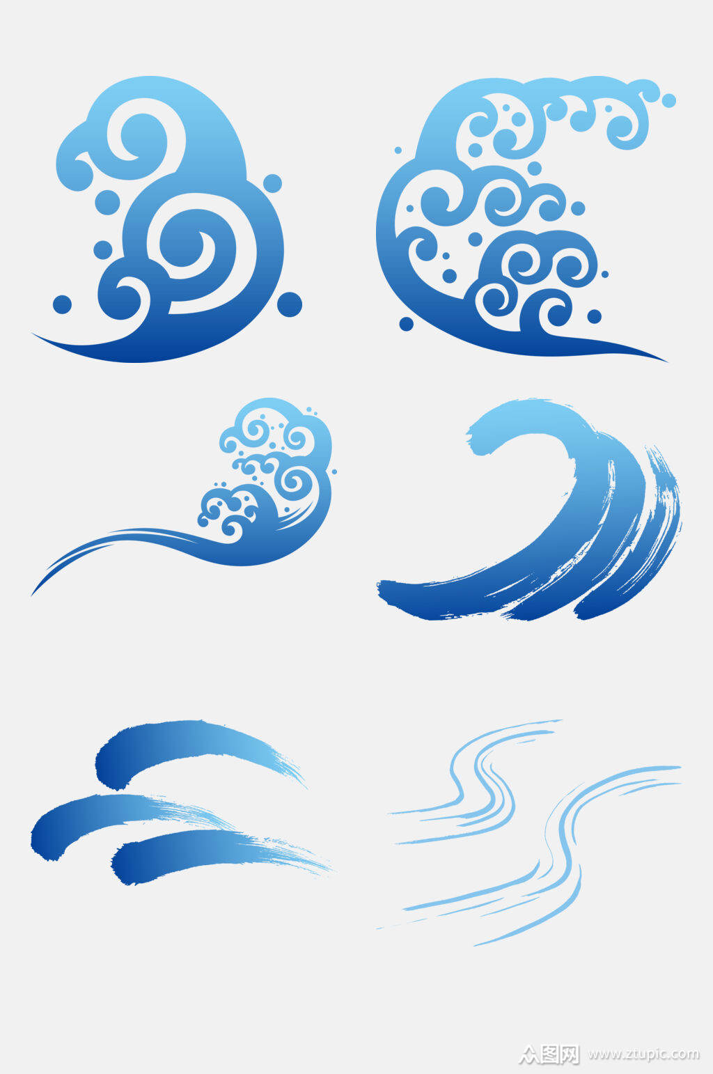 蓝色波纹浪花免抠元素素材