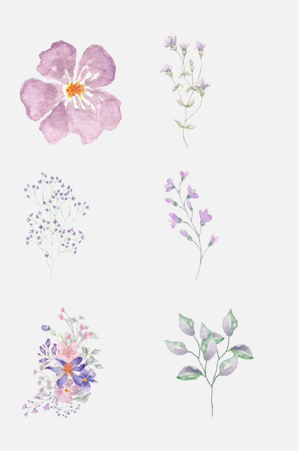 清新淡雅水彩花卉植物花朵免抠元素素材