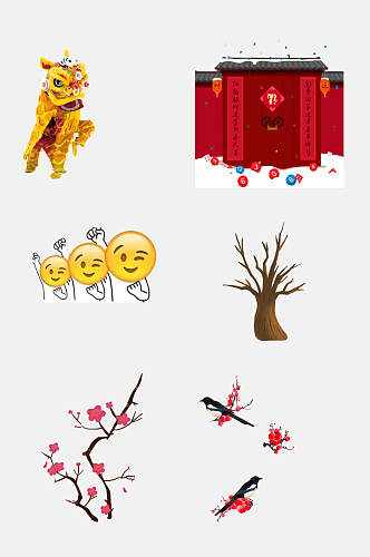 中国风花鸟表情包春节新年免抠元素