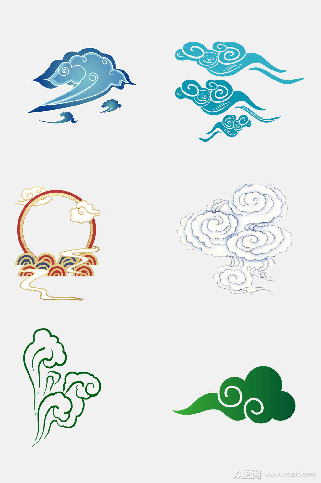 中式中国风云纹祥云云彩图案免抠素材