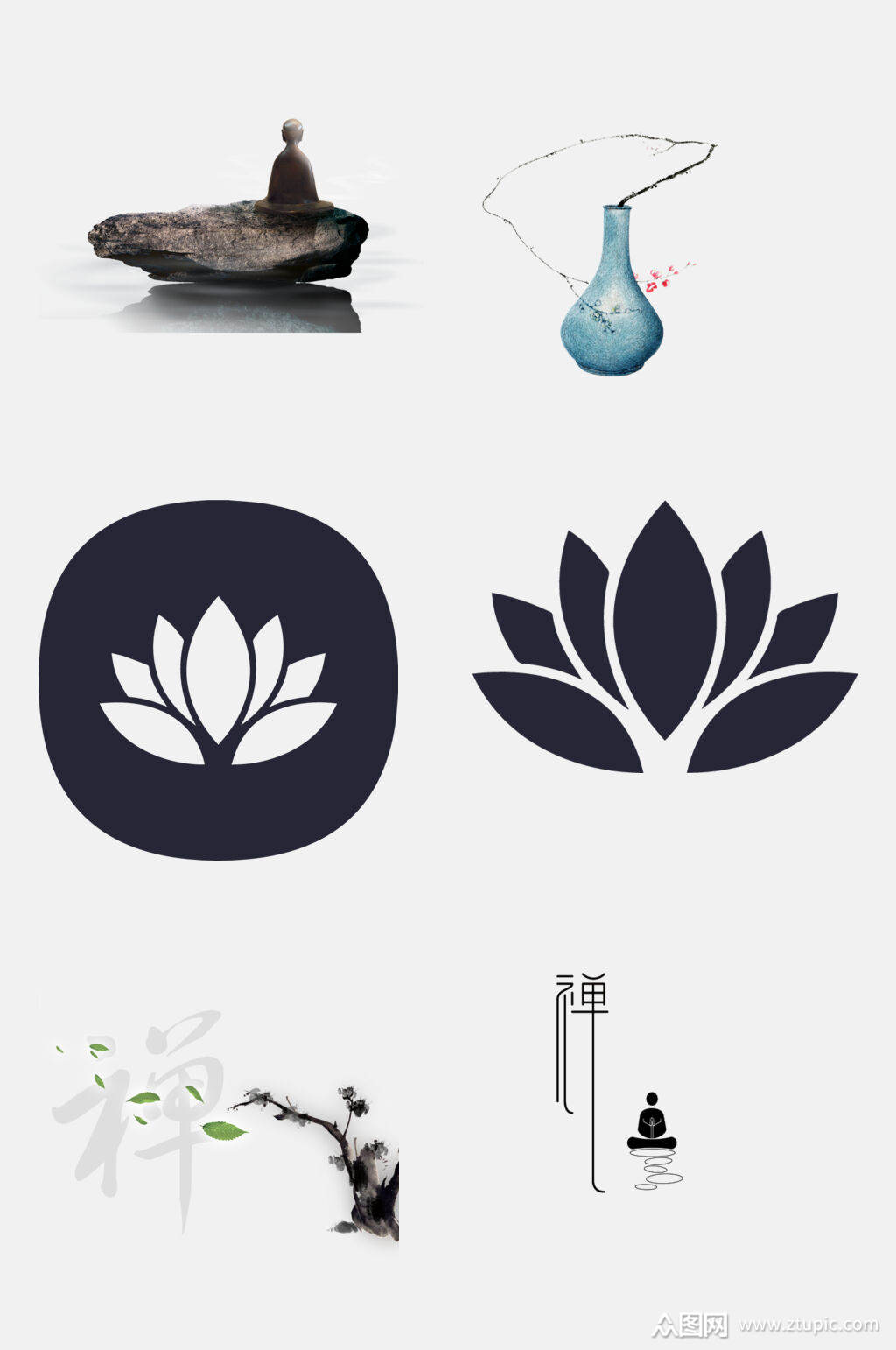 简约禅意免抠元素素材