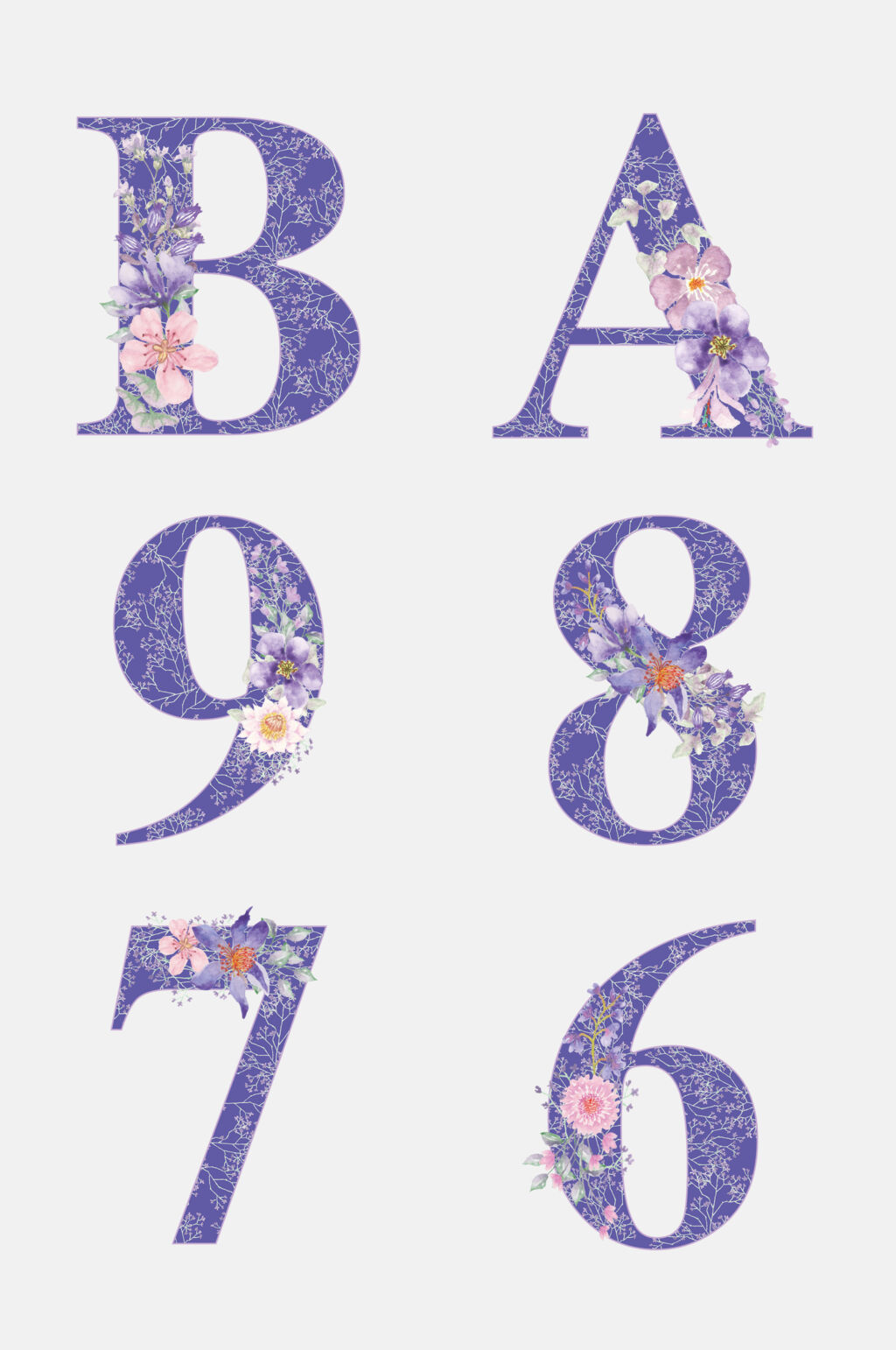 蓝色数字字母免抠元素素材