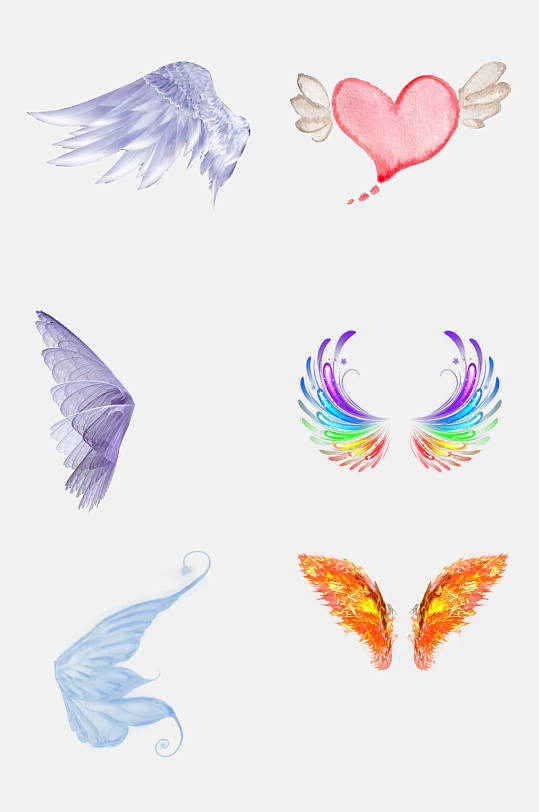 炫彩高端翅膀免抠元素