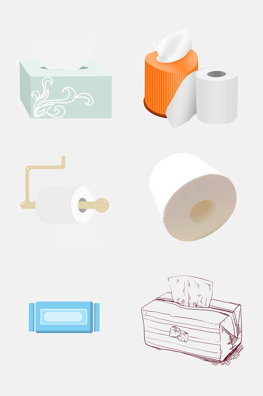 手绘卫生纸卷纸免抠元素