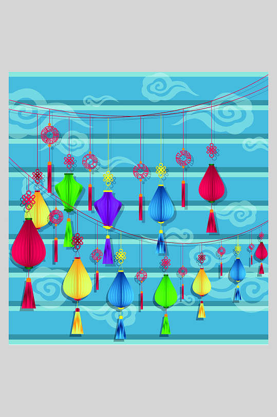 蓝色香包中秋节海报-众图网