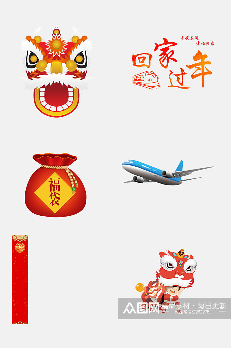 中国风唯美春节新年免抠元素素材